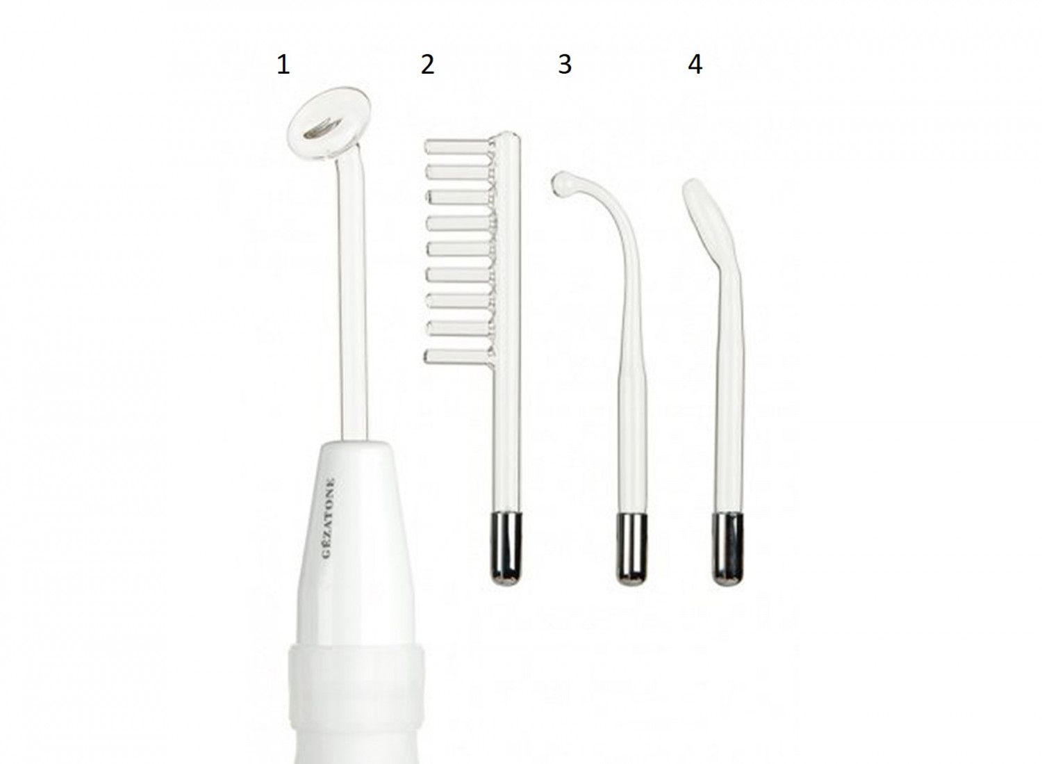Насадки для аппарата Gezatone BioLift4 118 с рабочей частью в виде: 1)гриба, 2)расчески, 3)капли, 4)лепестка